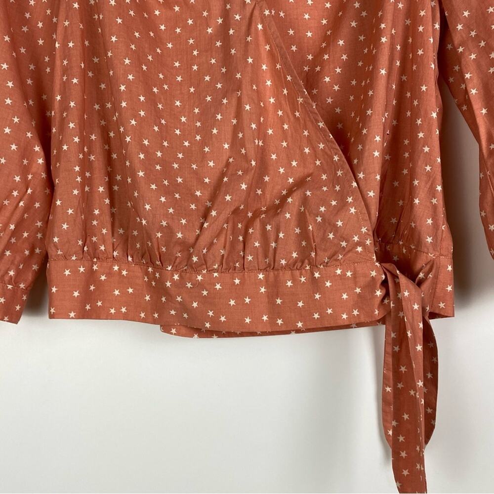 Madewell Star Scatter Wrap Top Coral Orange Womens Size Small - Picture 4 of 11